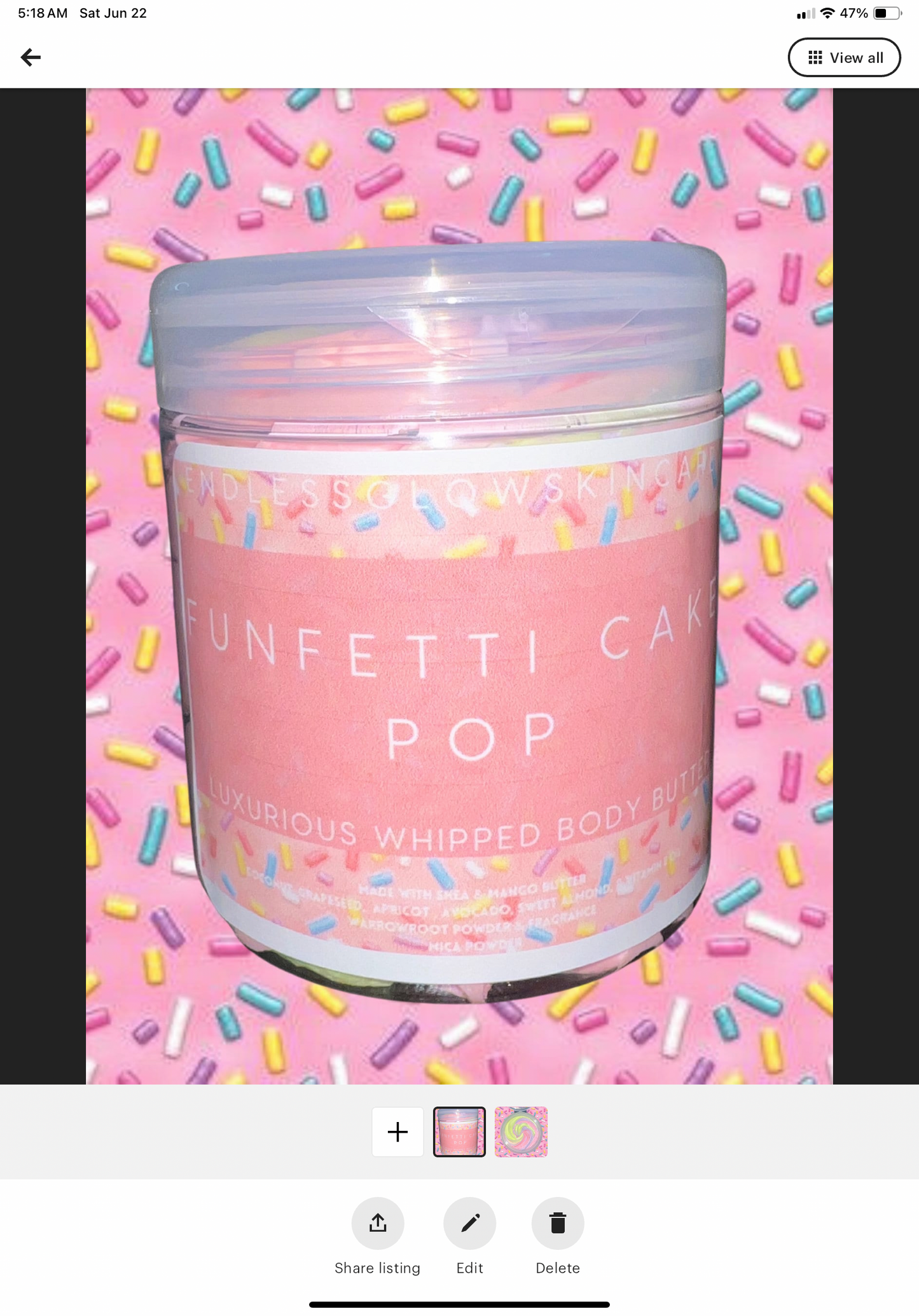 Funfetti Cake Pop Luxurious Whipped Body Butter